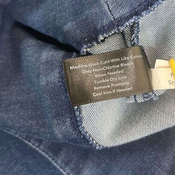 Boston Proper Blue Denim Cropped Jeggings Side Zip Skinny Jeans Women Size 14 - Picture 10 of 13